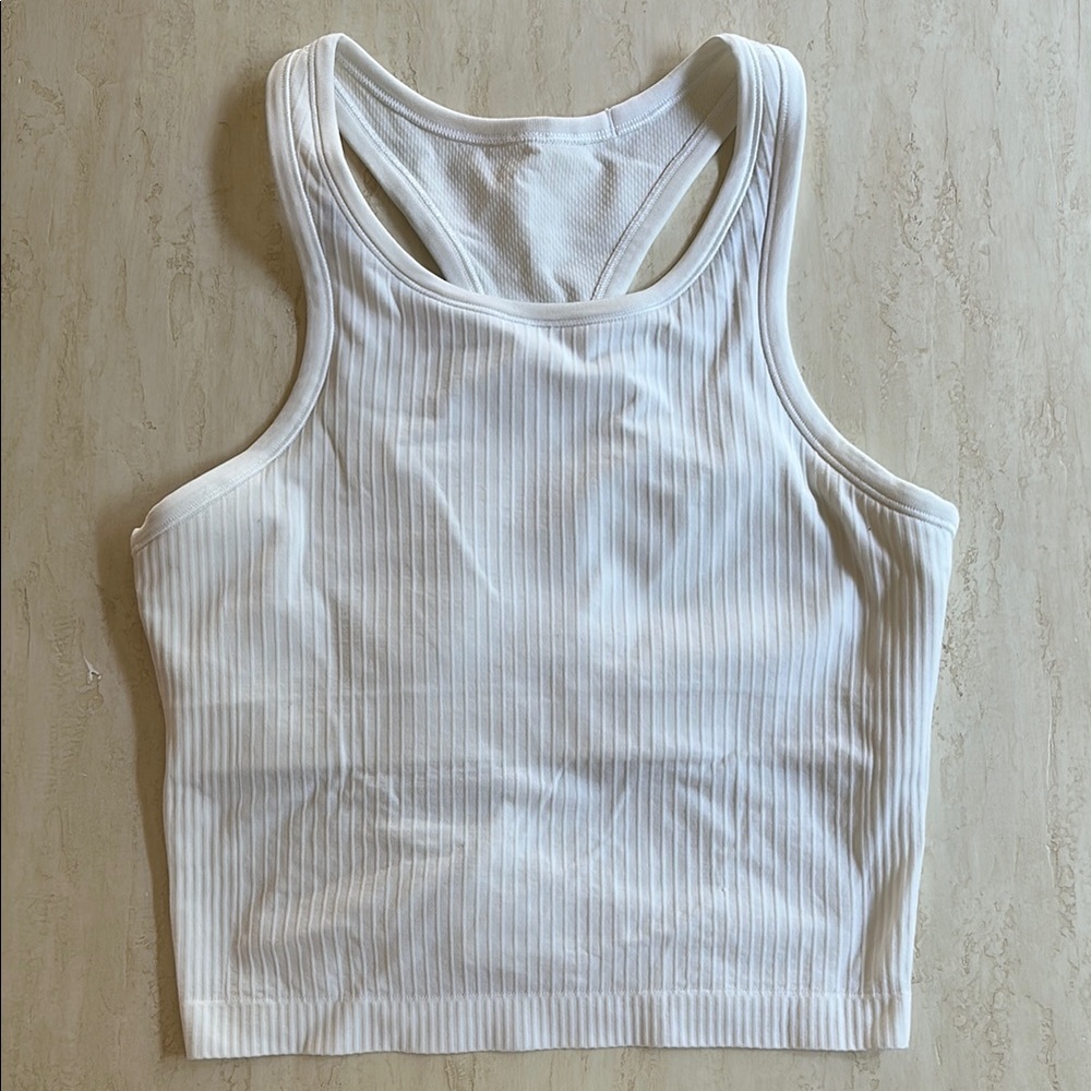 Lululemon White Ebb to Street Crop Tank